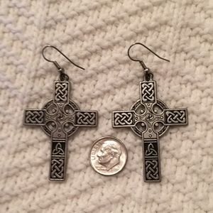Pewter Celtic Cross Earrings